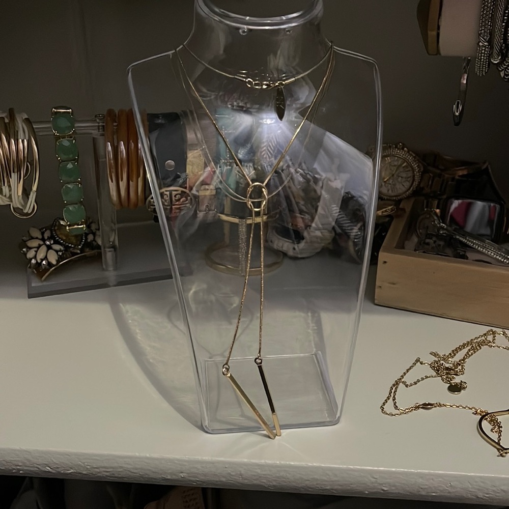 Knitted long necklace